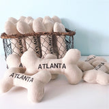 Thread and Paw Tweed St. Pete Dog Toy in Black Lettering on Cream