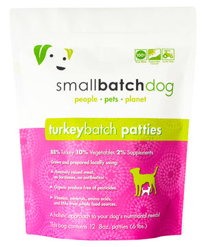 SmallBatch Dog Turkey Frozen Raw Patties 6 lbs