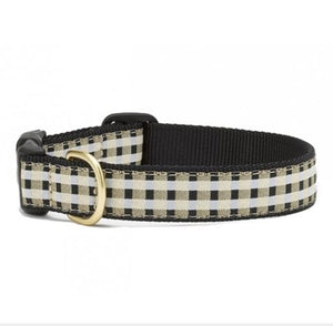 Up Country Black Gilt Check Dog Collars & Leads