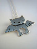 Sterling Silver Angel Kitty Necklace 3/4”