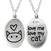 Sterling Silver Oval Love Me, Love My Cat Necklace
