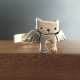 Sterling Silver Little Angel Kitty Ring