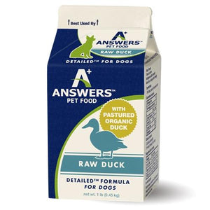 Answers Detailed Raw Duck Formula for Dogs 1lb