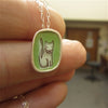Sterling Silver and Enamel Cat Necklace