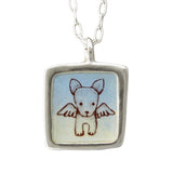 Sterling Silver and Enamel Reversible Angel Dog Necklace