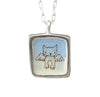 Sterling Silver and Enamel Reversible Angel Cat Necklace