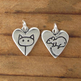 Sterling Silver Cat & Mouse Heart Necklace