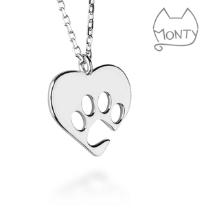 Sterling Silver PAWsome Love Cat Necklace