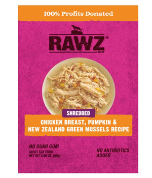 Rawz Shredded Chicken Breast, Pumpkin & New Zealand Green Mussels Cat Pouch 2.46 oz