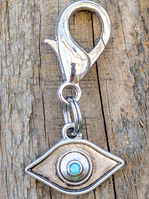 Diva Dog Silver and Turquoise Evil Eye Dog Collar Charm