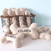 Hither Rabbit Tweed St. Pete Dog Toy in Black Lettering on Cream