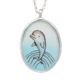 Sterling Silver and Enamel Dolphin Necklace