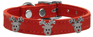 Mirage Genuine Leather Christmas Collar - Reindeer Widgets